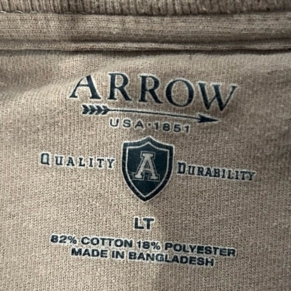 Arrow 1/4 Zip Tan Long Sleeve Pullover Mock Neck Sweatshirt Men's Large Tall - Picture 8 of 8